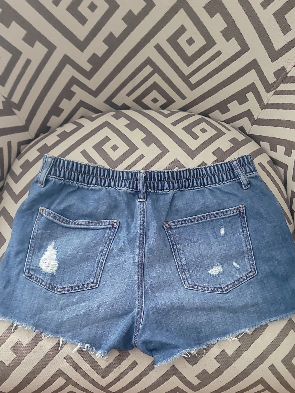 aerie Light Blue Distressed Denim Shorts